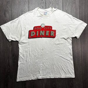 Vintage Fog City Diner San Francisco XL White Graphic T-Shirt Hanes Beefy-T